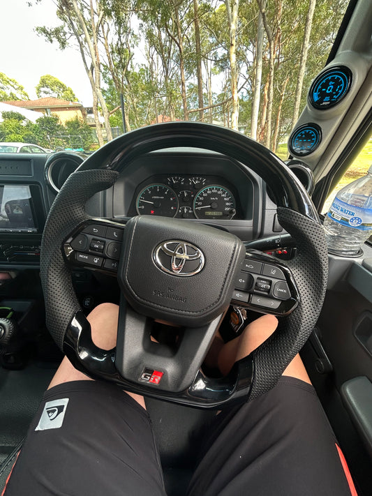 300 Series GR Gloss Black Flat Bottom Steering Wheel